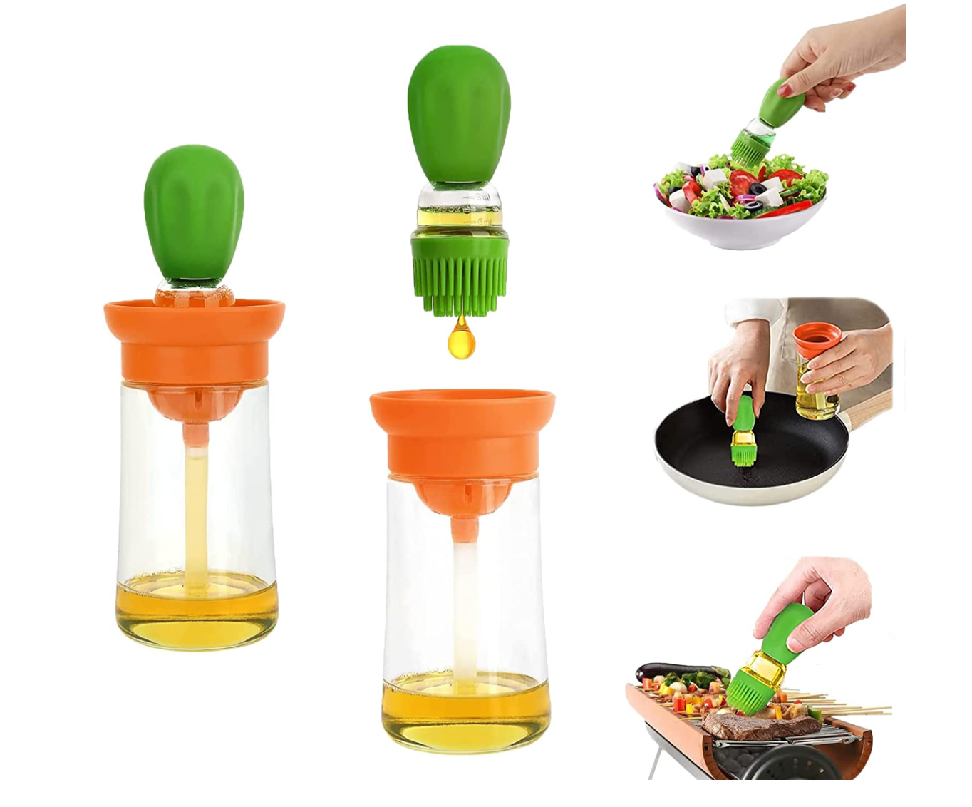 2-in-1 Oil Dispenser Bottle With Brush - Convenient Liquid Seasoning Bottle  For Kitchen Supplies - Big Capacity Olive Oil Sprayer For Popcorn, Butter,  And More - Multifunctional Kitchen Tool - Temu