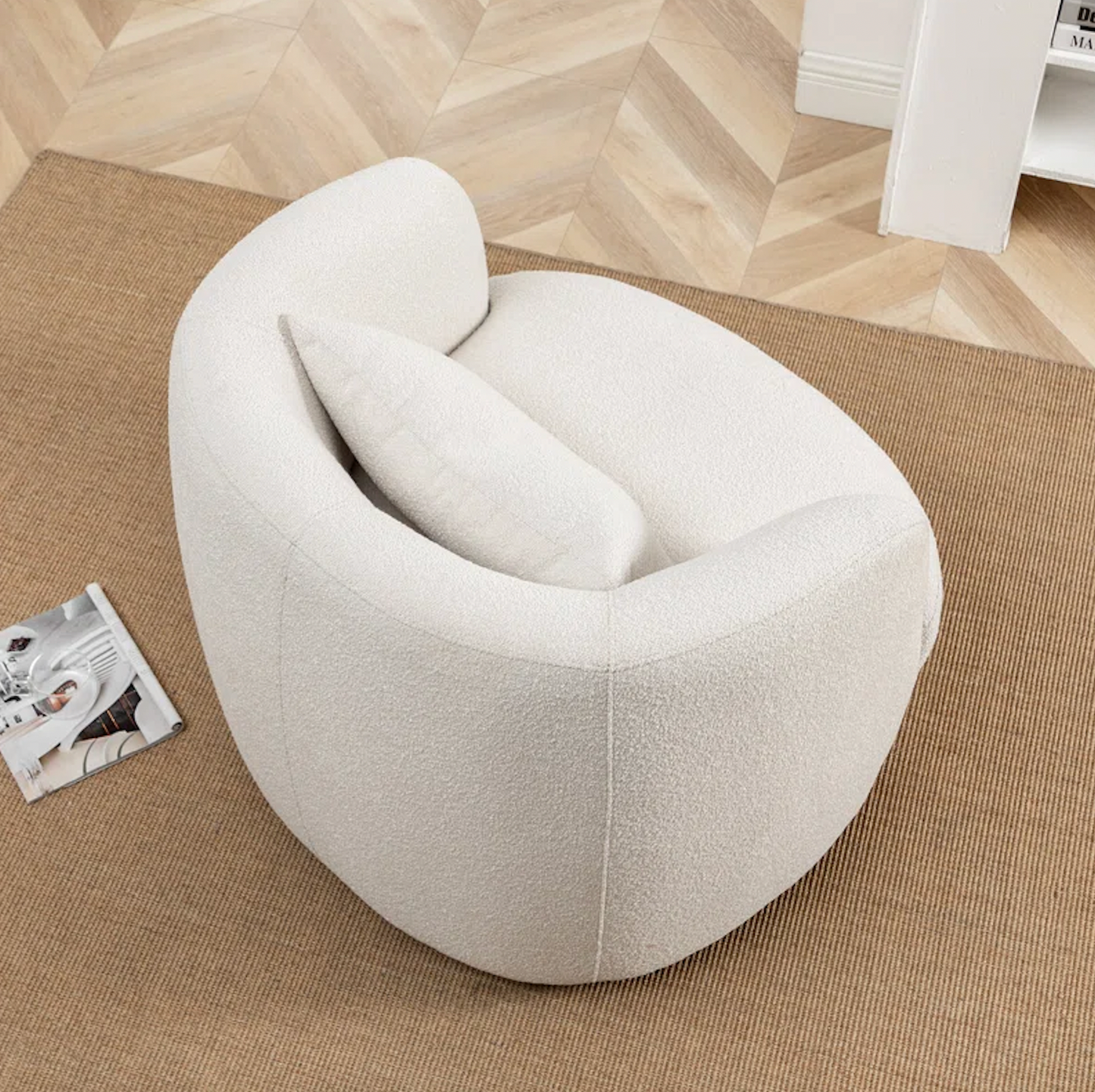  Nest 34" Wide Cream Boucle Upholstered Swivel Armchair Boucle Upholstered Swivel Armchair