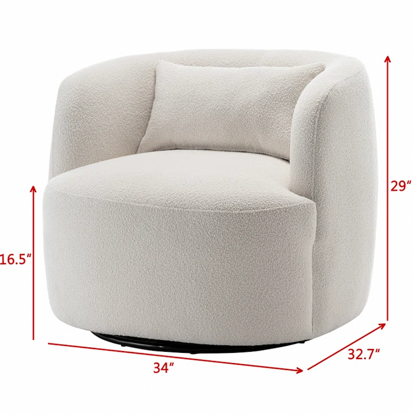  Nest 34" Wide Cream Boucle Upholstered Swivel Armchair Boucle Upholstered Swivel Armchair