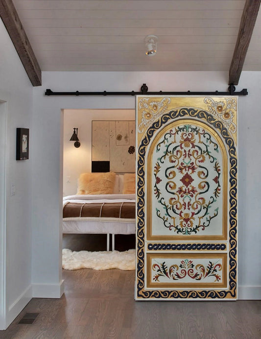 Hand-Carved Wooden Barn Door (Single Door)