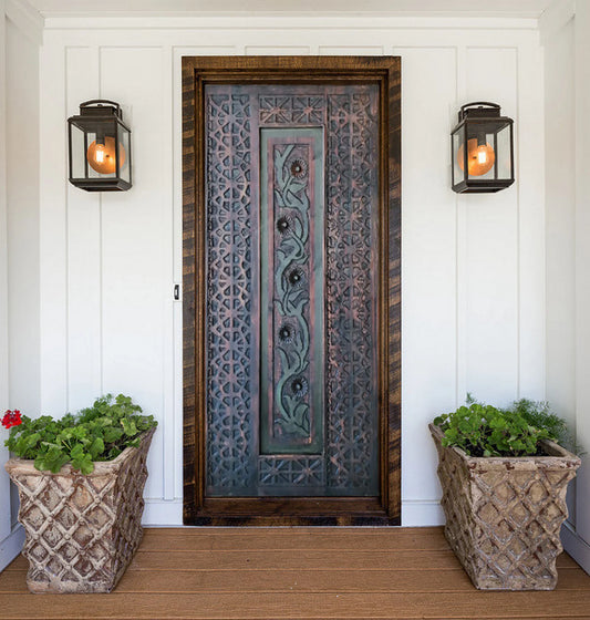 Hand-Carved Wooden Barn Door (Single Door)