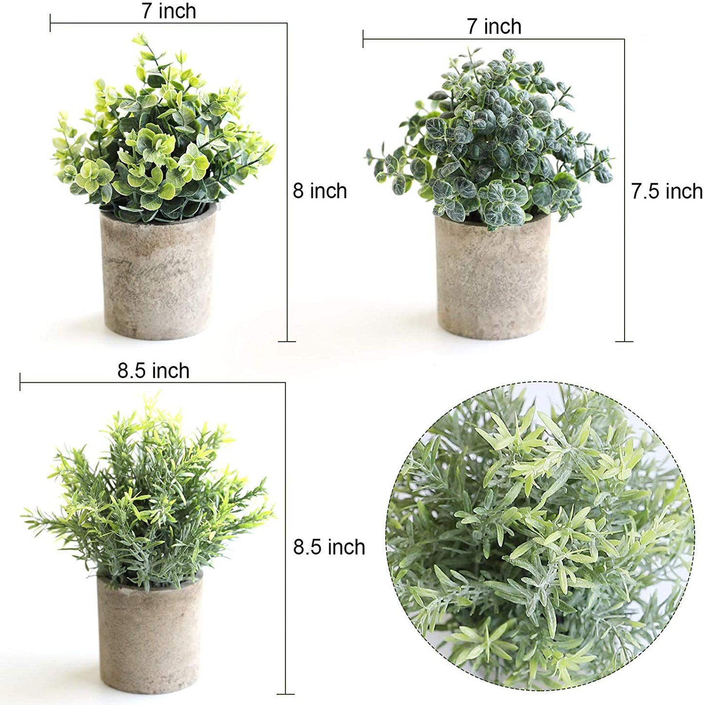 Set of 3 Faux Potted Plants