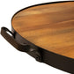 18 inch Acacia Solid Wood Tray with Metal Band and Handles