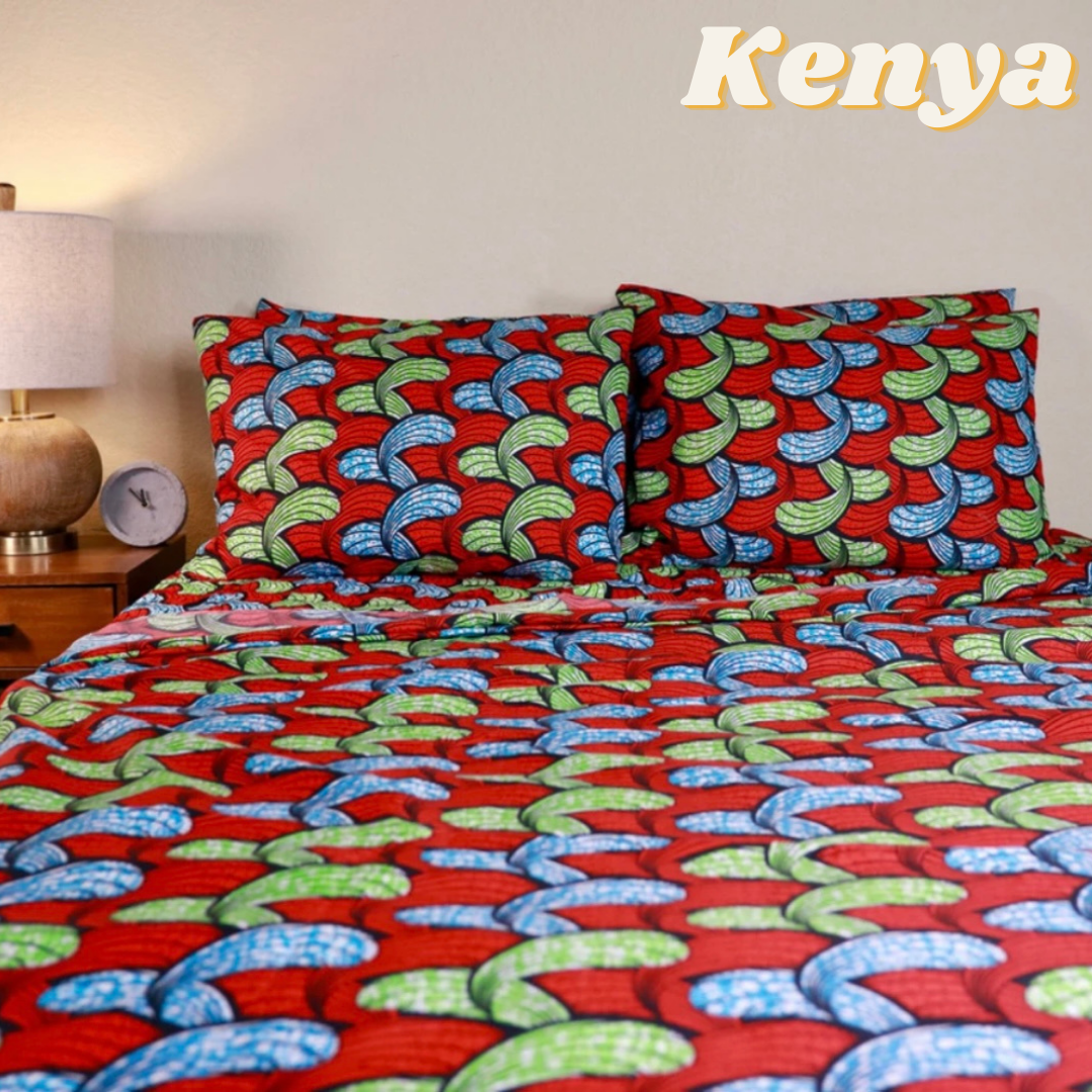 Elizabeth Samuel 6 piece African Wax Print (Ankara) Cotton and Bamboo African Print Bed Sheet Sets