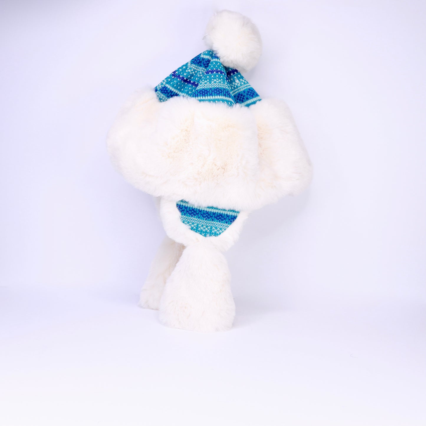 Oversized adult hand knitted eskimo hat beanie with three poms - Handmade Beanie