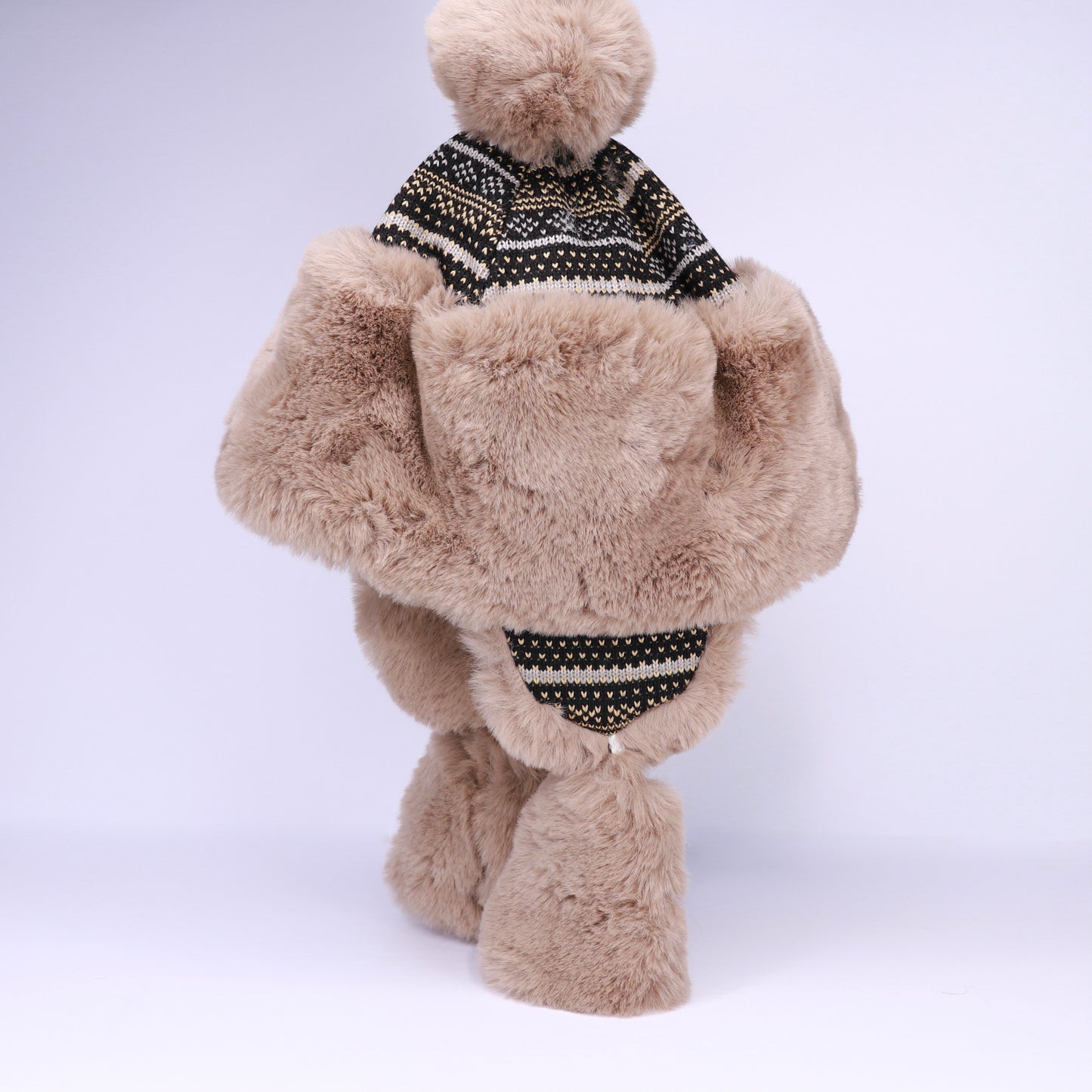 Oversized adult hand knitted eskimo hat beanie with three poms - Handmade Beanie