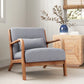 Gray Linen 25.78'' Wide Linen Armchair With Solid Wood Foot