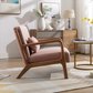 Pink Linen 25.78'' Wide Linen Armchair With Solid Wood Foot