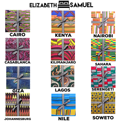 6 piece Elizabeth Samuel African Wax Print (Ankara) Cotton and Bamboo Bed Sheet Sets