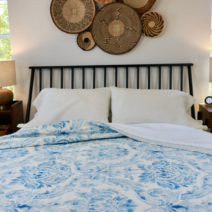 Blue Floral Cotton Quilt