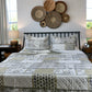Queen Size 3 Piece Double Sided Sage and White 100% Cotton Floral Quilt & Sham Set