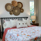 Queen Size 3 Piece double sided floral and salmon 100% Cotton Floral Quilt & Sham Set