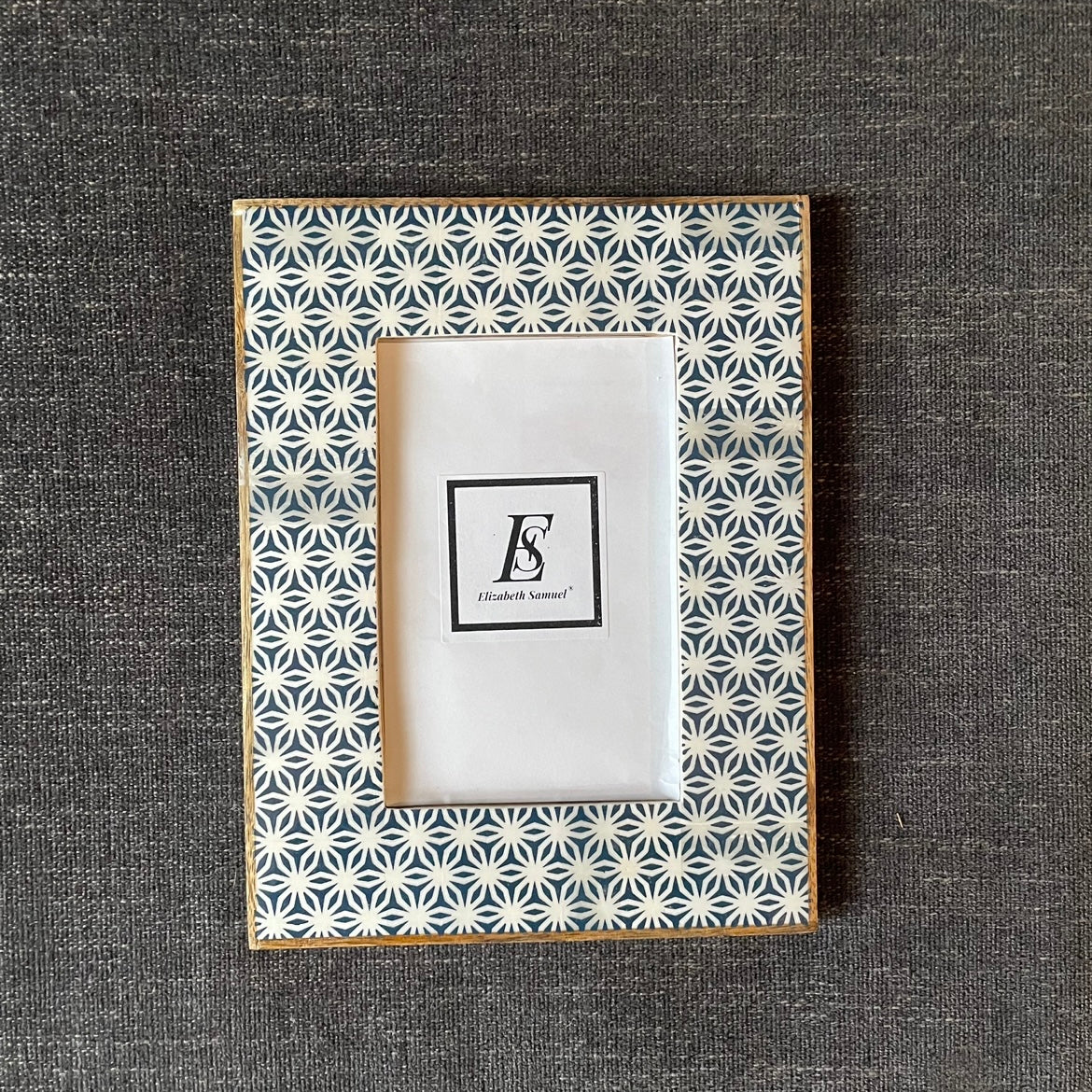 Blue and White Floral Handcrafted 4x6 Wood and Ceramic Picture frames 