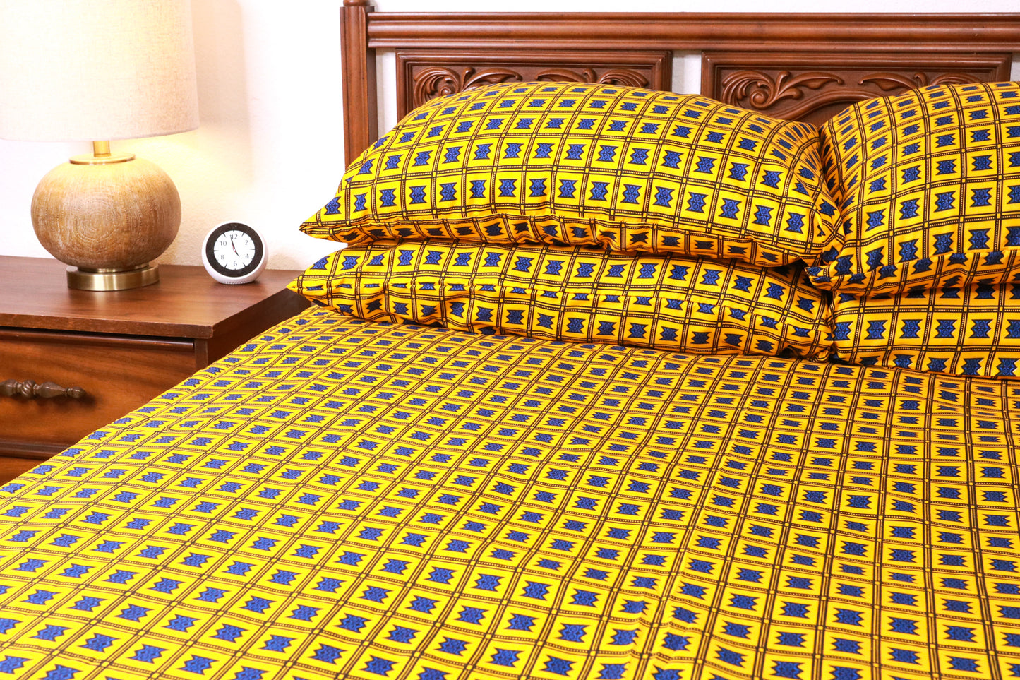 6 piece Elizabeth Samuel African Wax Print (Ankara) Cotton and Bamboo Bed Sheet Sets