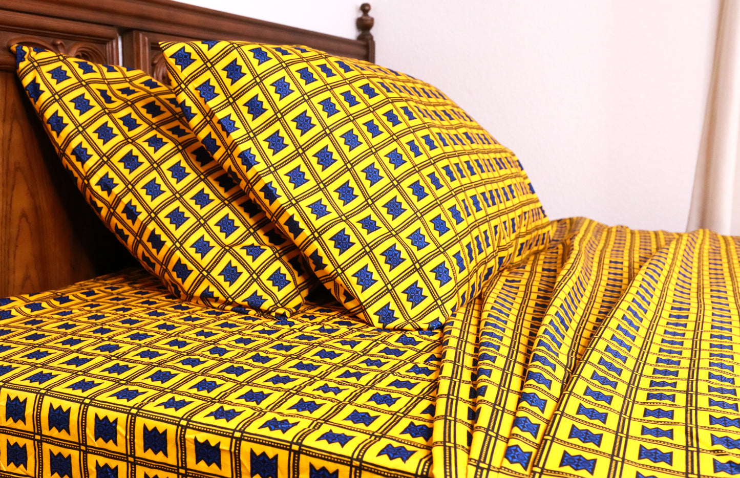 6 piece Elizabeth Samuel African Wax Print (Ankara) Cotton and Bamboo Bed Sheet Sets