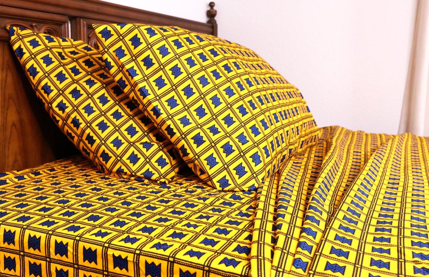 6 piece African Wax Print (Ankara) Bed Sheet Sets