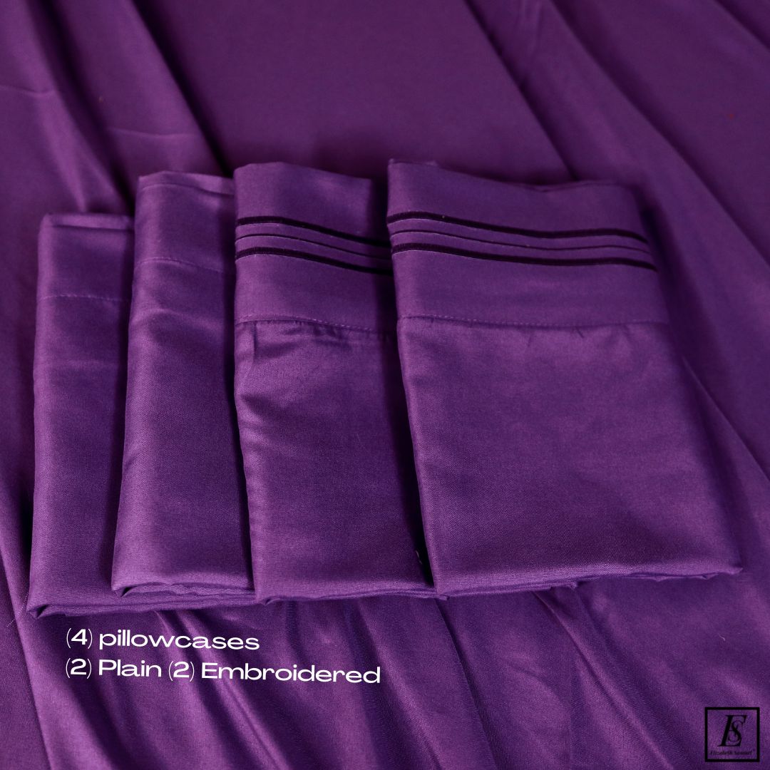 Purple Bamboo 6 piece Bed sheet set Hotel Bed Sheets Elizabeth Samuel