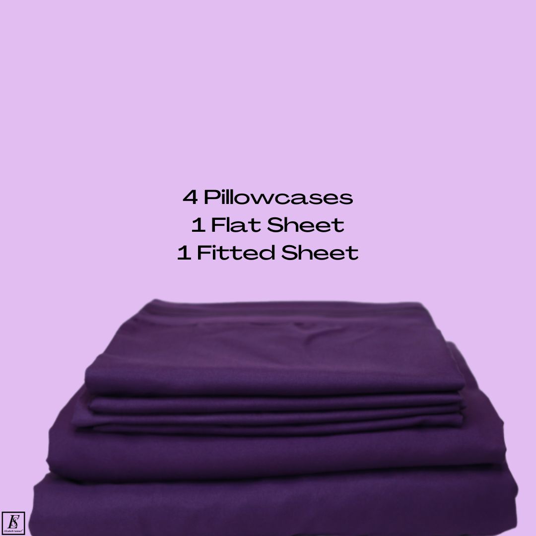 Purple Bamboo 6 piece Bed sheet set Hotel Bed Sheets Elizabeth Samuel