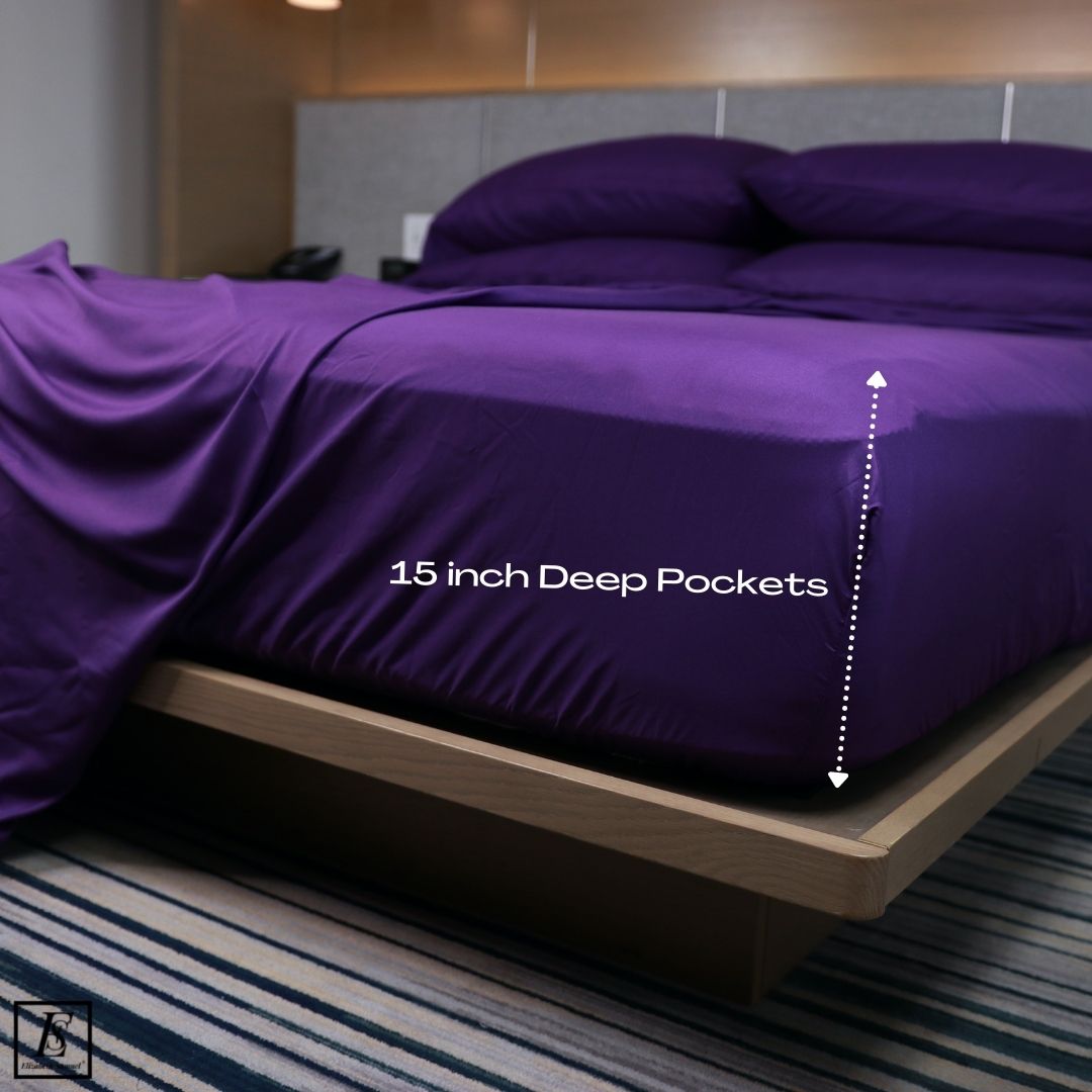Purple Bamboo 6 piece Bed sheet set Hotel Bed Sheets Elizabeth Samuel