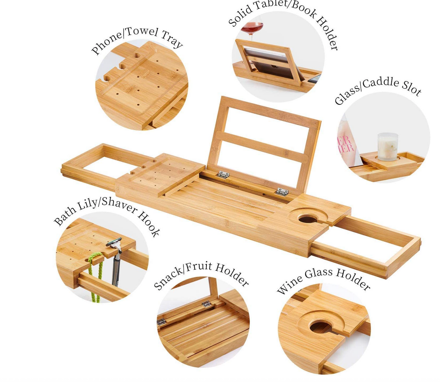 Bathtub Caddy (Wooden Bath Tray)