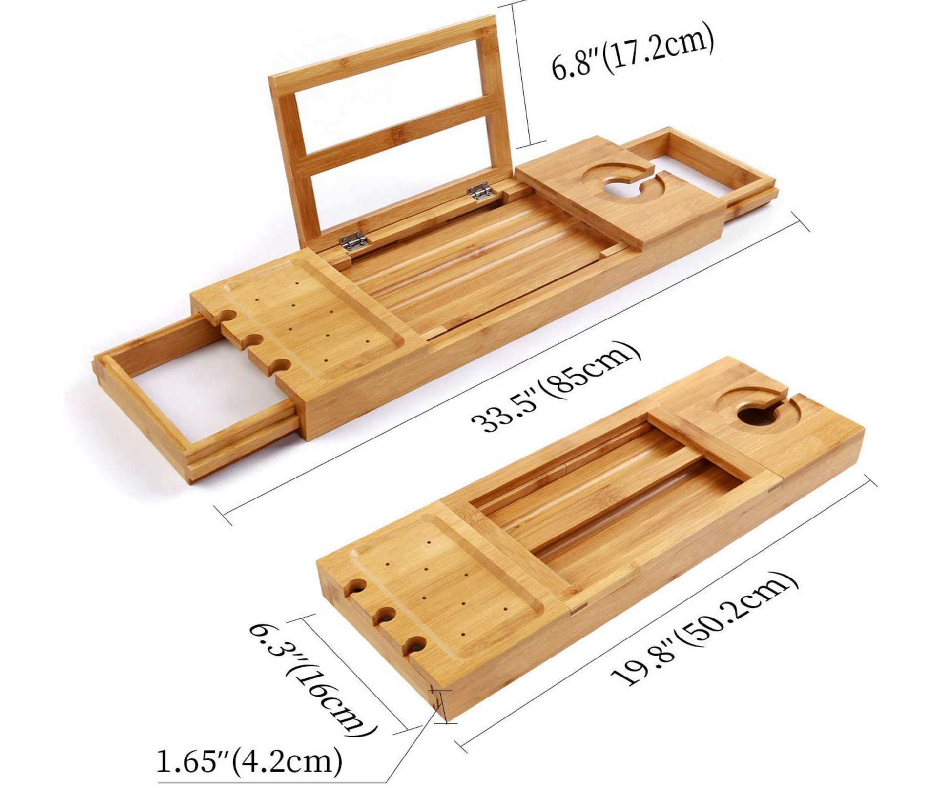 Casafield Bamboo Bathtub Caddy, Adjustable Bath Tray And Tub