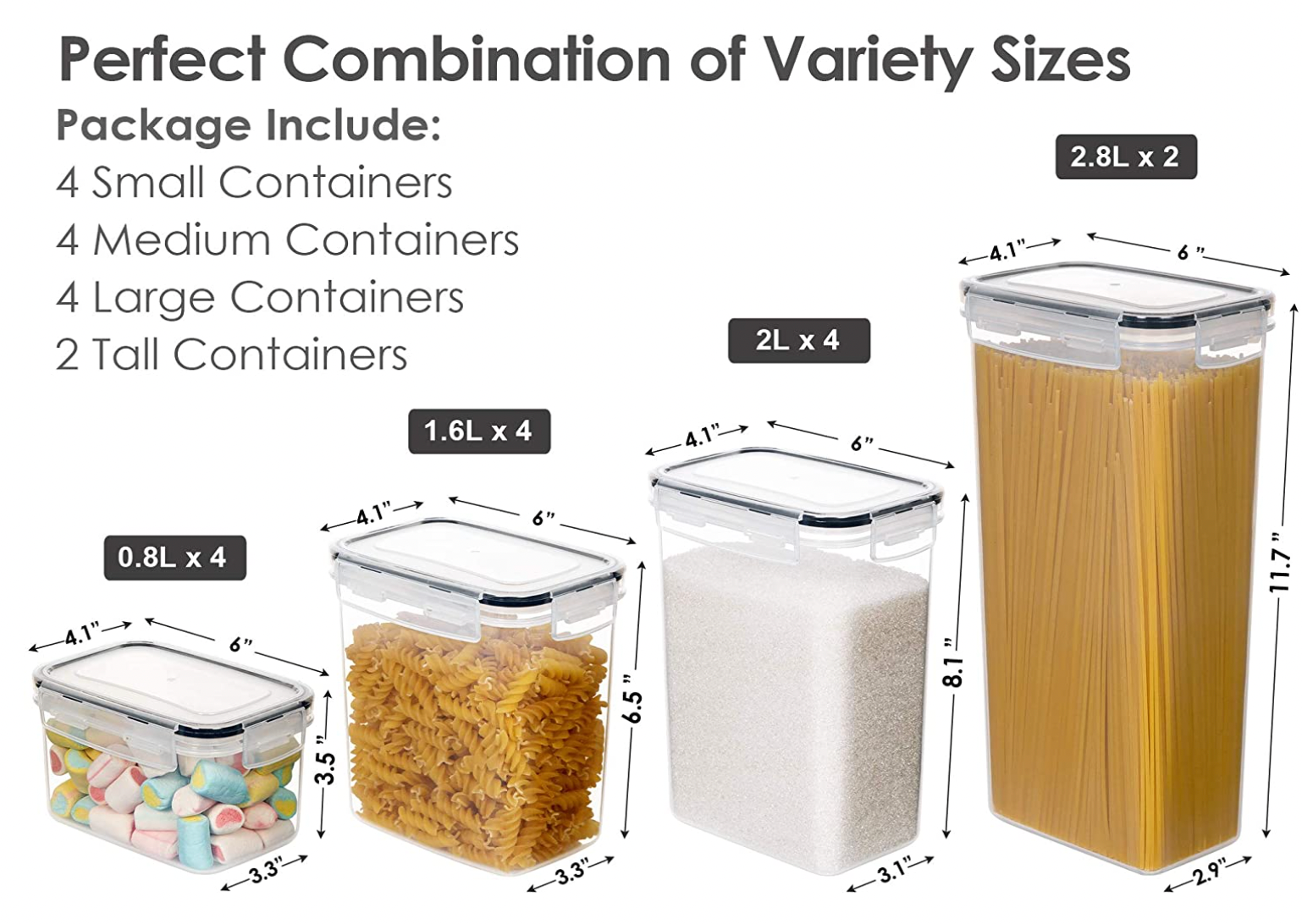 14pcs Sealed Food Storage Containers – Bpa-free Plastic Pasta