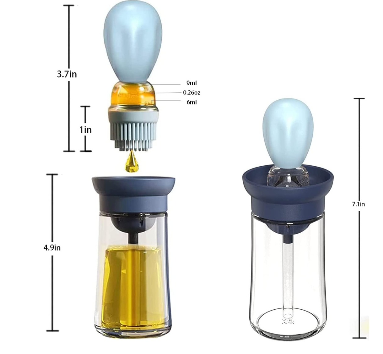 Glass Oil Bottle and Silicone Brush 200ml(7oz) Glass Oil Jar Olive Oil  Dispenser