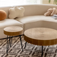 2-Piece Modern Farmhouse Living Room Coffee Table Set, Nesting Table Round with Han