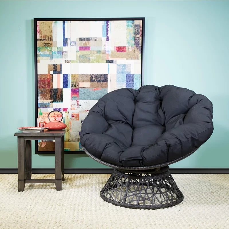 Black Upholstered Swivel Accent Chair