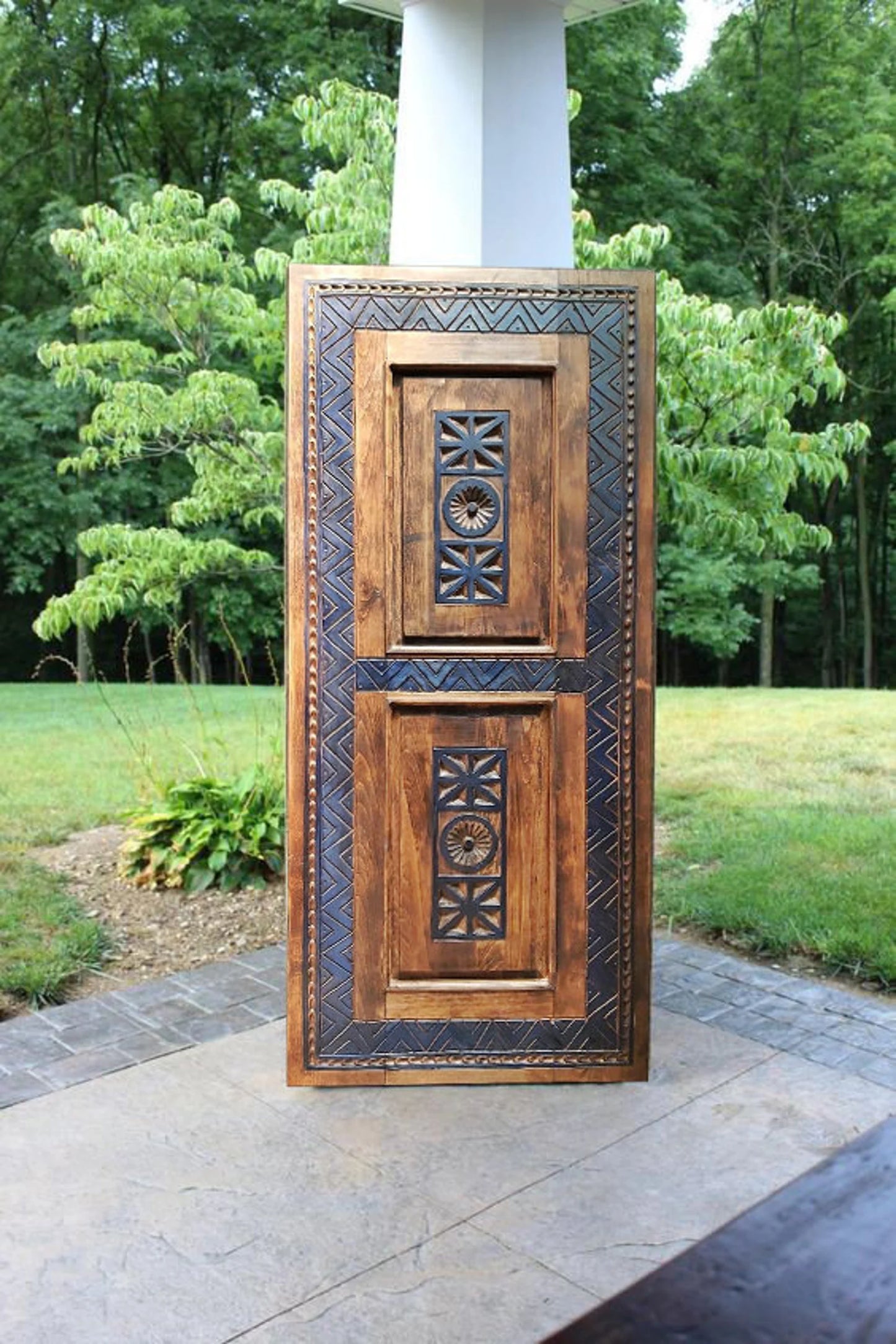 Hand-Carved Wooden Barn Door (Single Door)